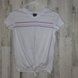 Puma Girls White Tee with Pastel Stripes